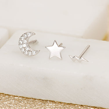 Celestial Set of 3 Single Stud Earrings - Scream Pretty