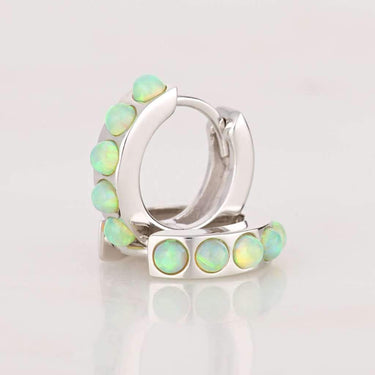 Lime Green Opal Huggie Hoop Earrings - Scream Pretty