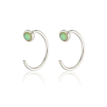 Reverse Green Opal Open Hoop Huggie Earrings by Scream Pretty