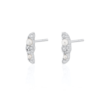 Sparkling Pearl Ear Climber Stud Earrings by Scream Pretty