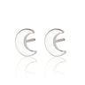 crescent moon stud earring in silver by Scream Pretty