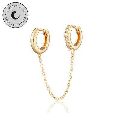 Chain Linked Huggie Hoop earring in Gold by Scream Pretty
