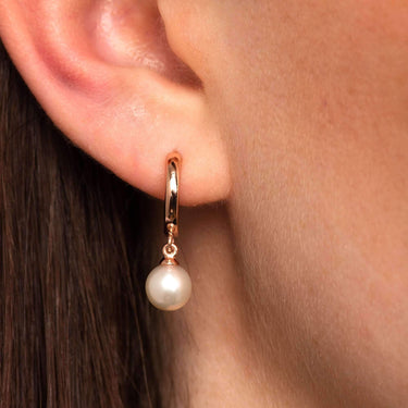 Modern Pearl Huggie Hoop Earrings - Scream Pretty