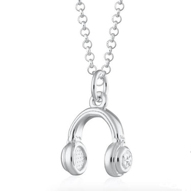 Headphones necklace in Silver by Scream Pretty