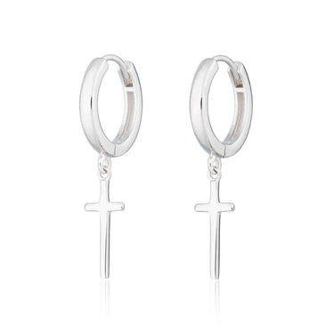 cross hoop earring in silver by Scream Pretty