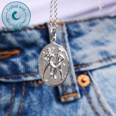 Gemini Zodiac Pendant necklace in Silver by Scream Pretty