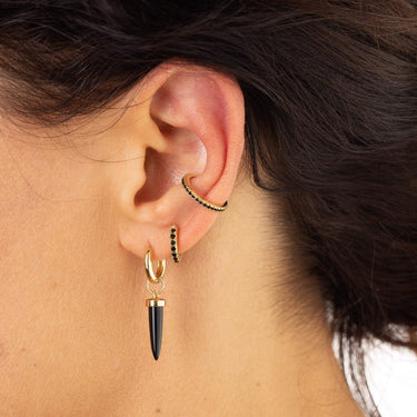 Black Stone Ear Cuff, Single Ear Cuff - Scream Pretty